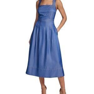 Square-Neck Sleeveless Denim Dress, size 6